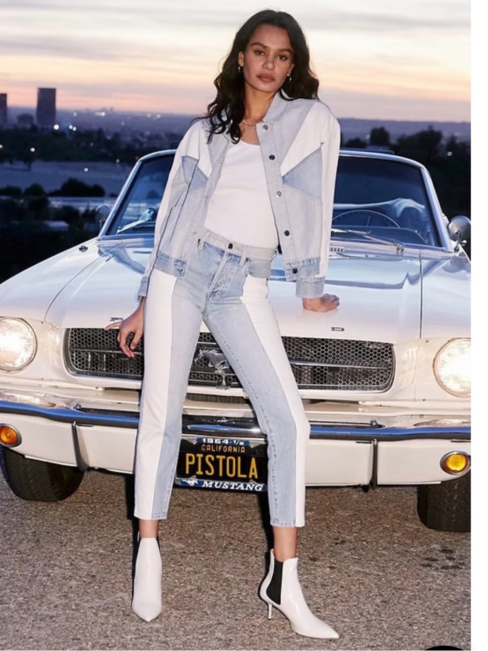 Pistola Two-Tone Colorblock Denim Jacket Blue Cream SizeM